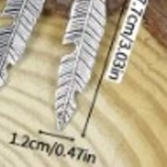 2 pairs! Unisex Retro Feather Design Earrings Turquoise Vintage, Tribal, Boho - Picture 3 of 5